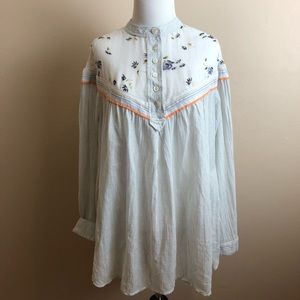 Free People Boho Chic Blouse Sheer Floral Stripe